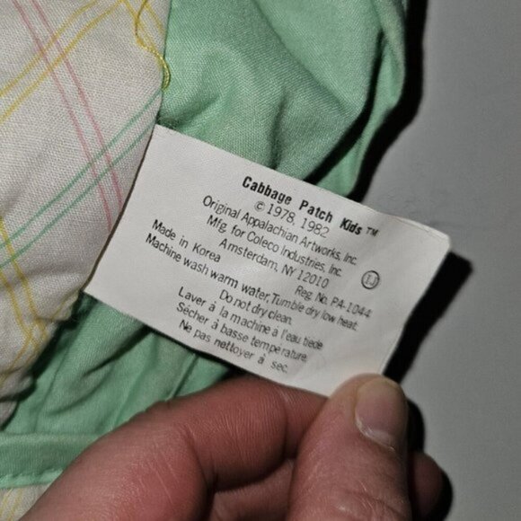 VTG Cabbage Patch Kids CPK Quilted Cloth Diaper Bag 1983 Green Yellow READ - Picture 6 of 13